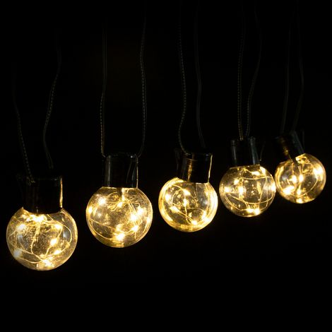 Catena luminosa 160 Led decorativa a energia solare 10 metri 20 lampadine a sfera trasparenti Bianco caldo Aigostar