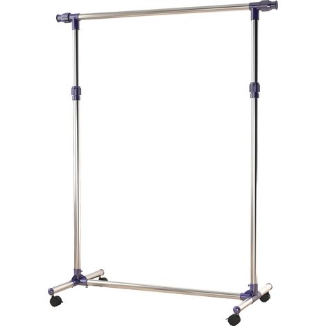 Portant à vêtements sur roulettes, réglable en hauteur, barre extensible, acier inoxydable conçu pour offrir un maximum de confort