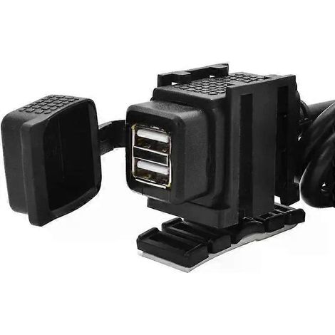 Chargeur USB pour moto avec fusible 10 A, câble de 180 cm, adaptateur USB étanche 21 A, chargeur pour téléphone, tablette et GPS, connecteur à joint torique - JXLGV (1/4)