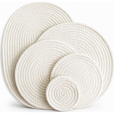 dessous-de-plat isolant blanc 18 cm en coton pour la maison