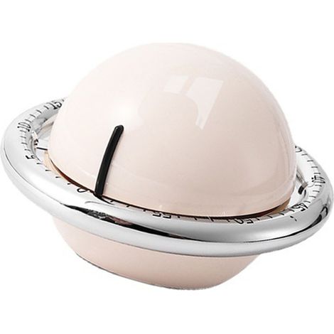 Minuteur mécanique à compte à rebours, facile à utiliser, compact et polyvalent, idéal pour la cuisine, les études et la préparation des repas (beige).