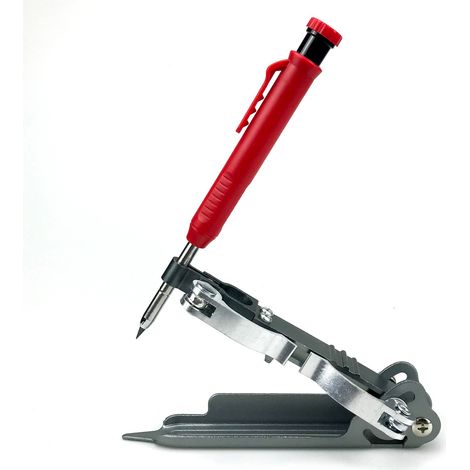 Nouvel alliage d'aluminium (base noire + stylo rouge) Outil multifonctionnel pour graffiti, outil de mesure de lignes pour graffiti en menuiserie, outil de marquage et de contournage de lignes à faire (1/5)