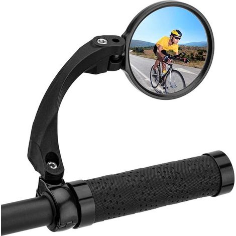 Fahrradspiegel links Fahrradspiegel rechts 2 Stück Durchmesser 80 mm Fahrradspiegel für E-Bikes Roller und Fahrräder 360 verstellbar Leicht Schwarz (1/5)