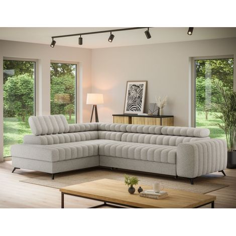 Ecksofa mit Schlaffunktion Sofa GRADO Stoff Coral Ecru Ottomane Links (1/5)