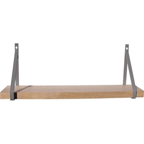 Étagère murale bois 60 X 10 cm avec supports métal gris