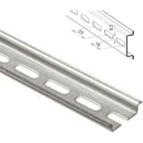 Rail din Oméga perforé en acier zingué – Longueur 200 mm – Largeur 35 mm – Hauteur 7,5 mm pour montage équipements électriques