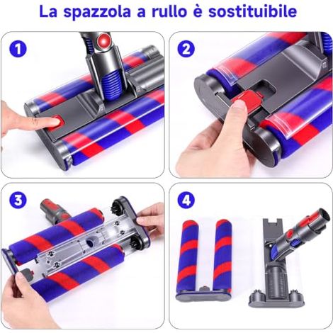 Brosse à Rouleaux Souples Compatible avec les aspirateurs V7, V8, V10, V11, Pièces de rechange avec éclairage avant (1/5)