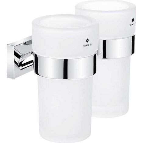 Nimco Keira - Zahnbürsten- und Zahnpastagläser mit Halter, Milchglas/Chrom KE 22058DW-26
