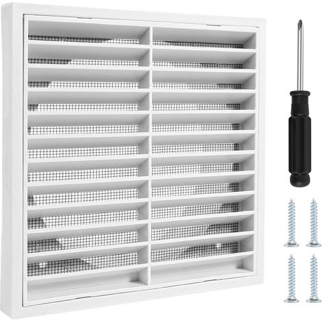 Grille d'aération carrée 150 mm avec accessoires, grille de ventilation avec moustiquaire, grille de finition ABS, couvercle de ventilation plate pour climatisation, garage, mur extérieur, hotte (1/5)