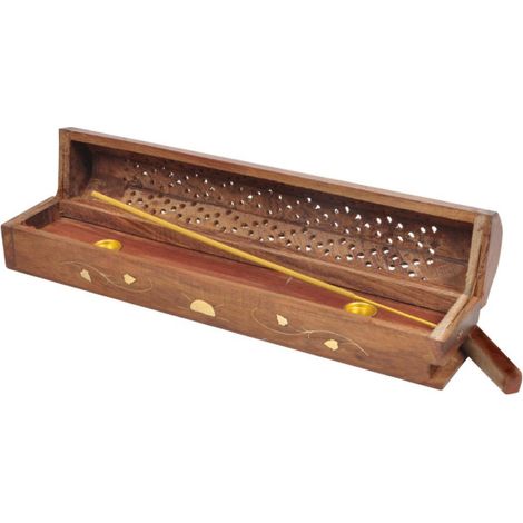 Porte Encens en Bois "Bâtons & Cônes" 30cm Marron (1/2)