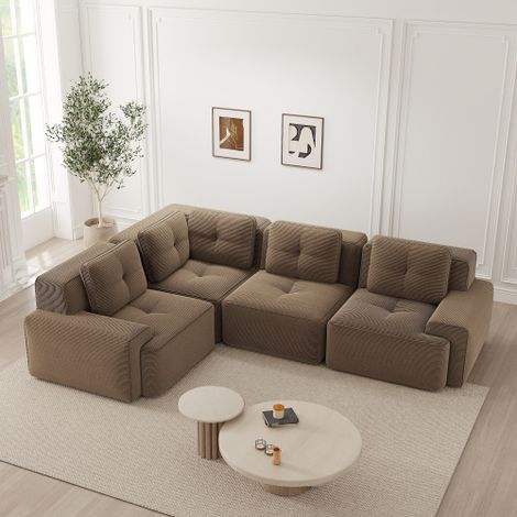 Rahmenloses Sofa für das Wohnzimmer, Bürosofa, modulares Kombinationssofa, bequemes, gepolstertes Tiefsitzsofa aus Cordstoff, keine Montage erforderlich, rutschfestes Design.braun
WL