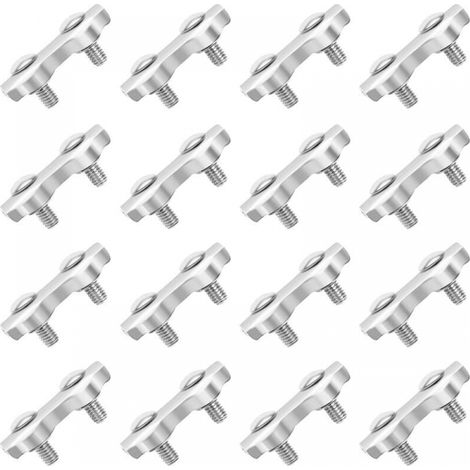 M2 Pince de Cable 18 Pcs Double Serre Cables Inox en Acier Inoxydable pour Filin Cable Inox pour 2MM Pince à Cable en Acier Inoxydable