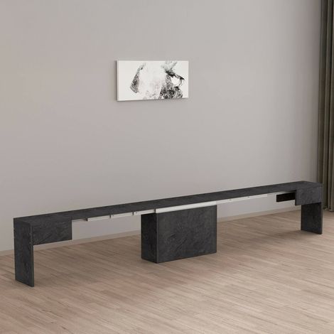 Banc Yutu, poids supporté 400 kg, structure en bois noble fabriqué en Italie, 25x290x45h cm gris ardoise (1/5)