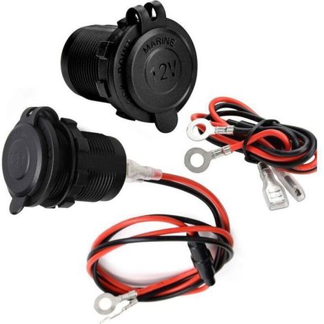 Prise Allume-Cigare - Étanche Marine Grade - 12 V / 24 V CC - Pour Bateau Moto Voiture - Câble 1 m - Lot de 2 (1/5)