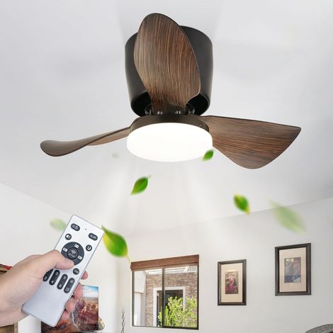 Ceiling fan 70 cm with LED, 23W silent with Remote control and timer, black, 6 speeds, summer/winter function, suitable for living room and kitchen (1/5)