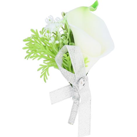 Boutonnière de mariage fleur artificielle blanc laiteux, broche marié mariée, décoration fête noce, accessoire costume homme femme (1/5)