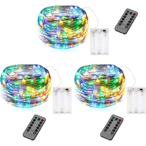 Ensemble de lumières LED, 3 unités, 30 diodes, télécommande, alimenté par piles, pour la décoration et une utilisation dans différents environnements.-AquaForge (1/5)