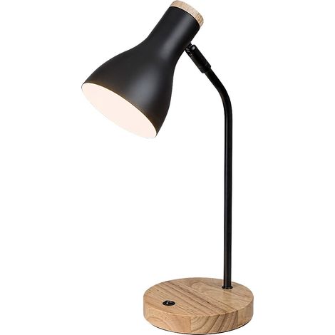 Lampada da tavolo Ferb Metal/Wood Matt Black E14 1 x Max.25W L: 25 cm B: 43 cm Ø11 cm (1/5)