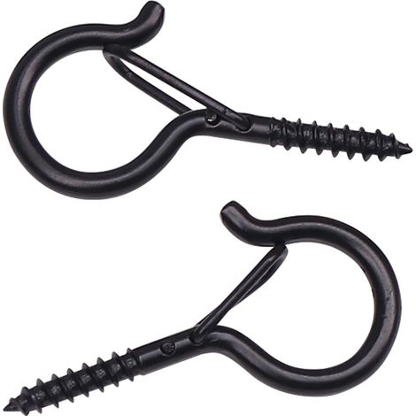 Ganchos roscados aptos para guirnaldas de luces exteriores, tiendas de campaña, columpios y ganchos Q. (20 tornillos por paquete, más 1 llave Allen, color negro) (1/5)