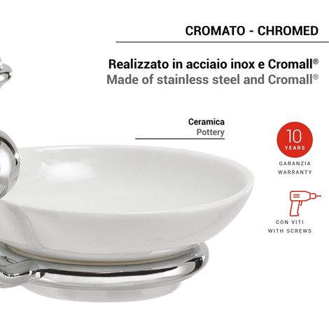 Sapho Gedi Nevis - Jabonera con soporte, cerámica/cromo NV1113 (1/2)