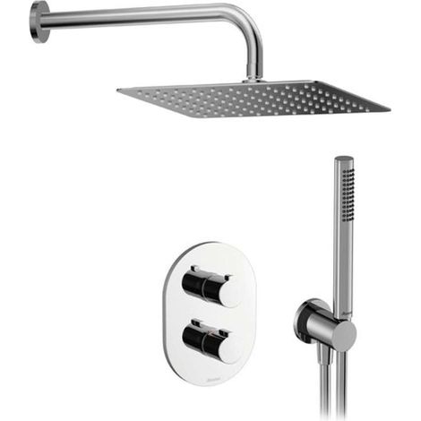 Ravak Chrome - Set doccia termostatico ad incasso, con corpo incasso, 30x30 cm, cromo X07S015