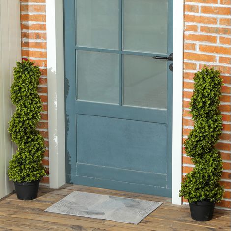 Set de 2 plantas artificiales de eucalipto, 90 cm, aspecto realista, resistentes a los UV, plástico verde (1/5)
