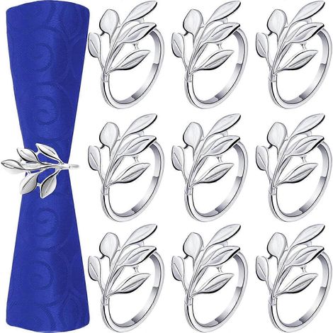 Lot de 24 ronds de serviette en forme de feuille de Noël, ronds de serviette brillants pour mariage, Thanksgiving, dîner d'automne (1/5)