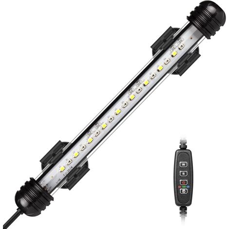 LED Lampe Aquarium, Lampe d'aquarium Submersible avec Minuterie Marche/arrêt Automatique, éclairage LED Bleu et Blanc Changeant de Couleur pour Aquariums de 20 à 40 cm [Classe énergétique E] (1/2)
