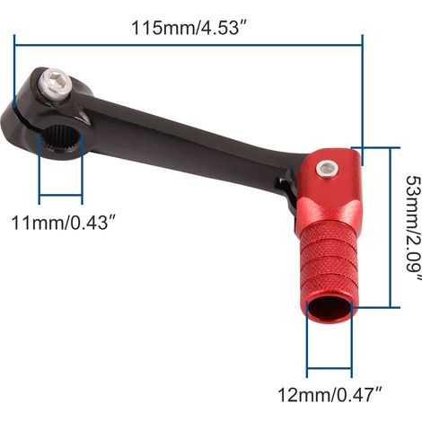 Motorcycle modified gear shift lever, aluminum alloy folding gear lever, ZhengLin T4 TGR Bosuer black lever with red head. (1/4)