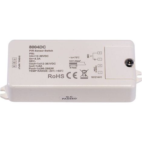 PIR-Bewegungsmelder 12-36V-DC 8A 60º IP20
