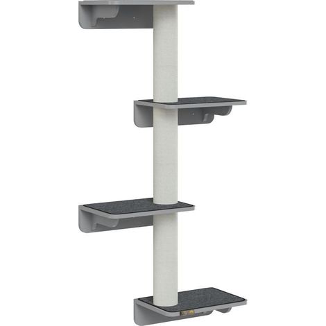 Torre graffiatoio a parete alta 137 cm, 4 livelli e 4 piattaforme, 3 pali in sisal. Ideale per gatti sotto i 5 kg: arrampicarsi, graffiare e giocare (1/5)