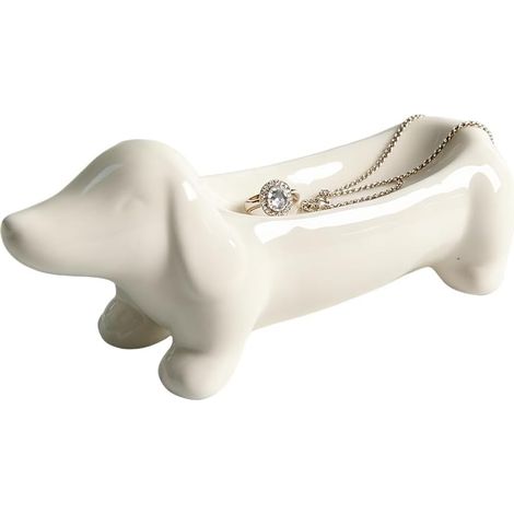 Coupelle Bijoux en Céramique, Teckel Vide Poche Entree, Décoratif Plateau Bijoux, Decorative Bowl Jewellery pour Anneaux, Colliers, Bracelets (1/5)