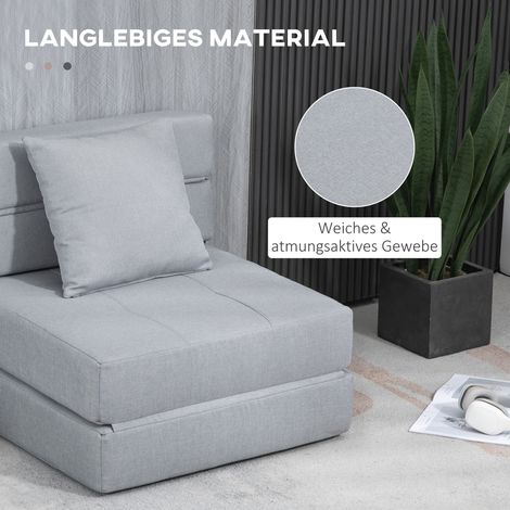Relaxsofa-lit inclinable avec fonction lit, coussin inclus, 70 x 70 x 61 cm, gris clair (1/5)