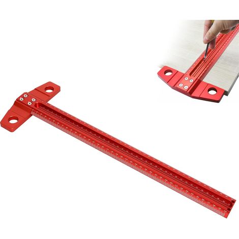 Präzisions-Holzbearbeitungswerkzeuge, T-Lineal, Holzbearbeitungs-Markierungslehre aus Aluminiumlegierung, Glas, Tischler-Markierungswerkzeug (TS-400 mm)