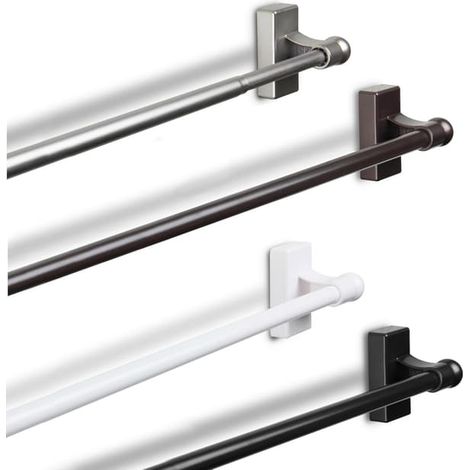 Desyne Magnetic Rod - Adjustable 28-48\", Black, Extendable Window Curtain Rod Black (1/4)