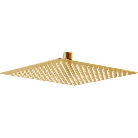 Rociador extraplano cuadrado 25×25 cm acero inox oro cepillado
