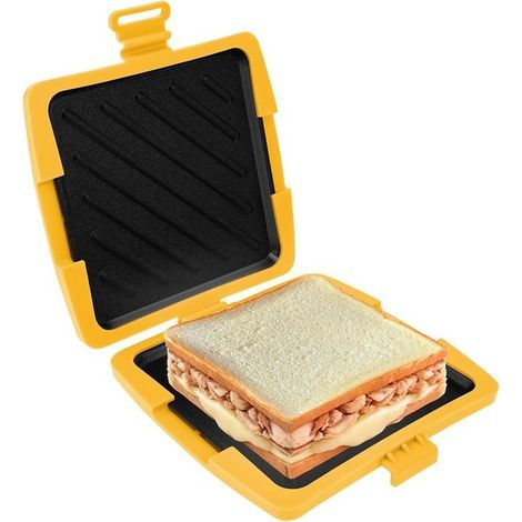 Toaster - Sandwich Maker - Microwave Oven Compatible Silicone Sandwich Maker - Cordless Sandwich Maker - Non-stick Coating - Suitable for Offices, Dormitories, and Microwaves - Orange (1/5)