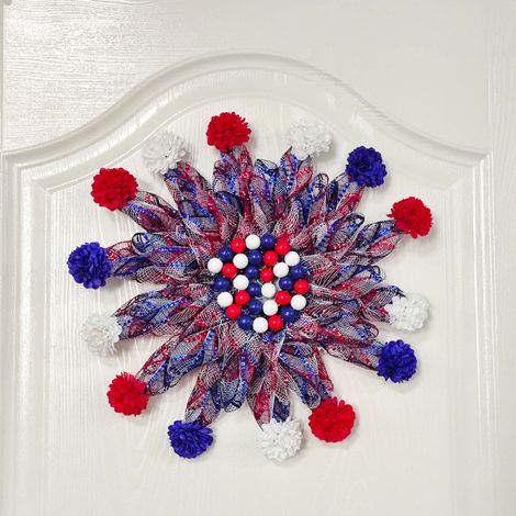 Guirlande Patriote - Guirlande Porte 35 Cm - Décoration Extérieure Intérieure pour 4 Juillet Fête Nationale Jour de l'Indépendance - 1 Pièce (1/5)
