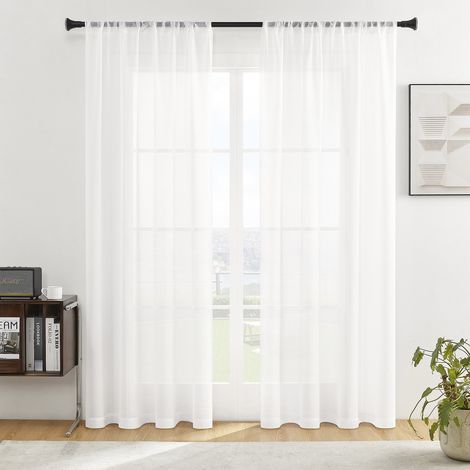Lot de 4 rideaux en tulle, rideaux occultants, pour salle à manger, chambre et salon (L 94 x 160 cm) (1/5)