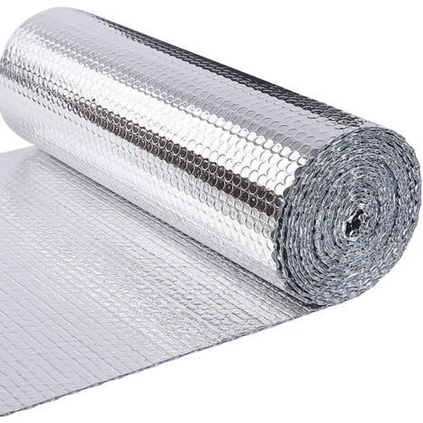 QORVA-Isolant Thermique en Film Aluminisé a Bulles Double Face 3mm Résistant pour Réflecteur radiateur de Chaleur et Protéger Contre Froid Idéal pour Fenetre, Voiture, Radiateur 0.4x5M
