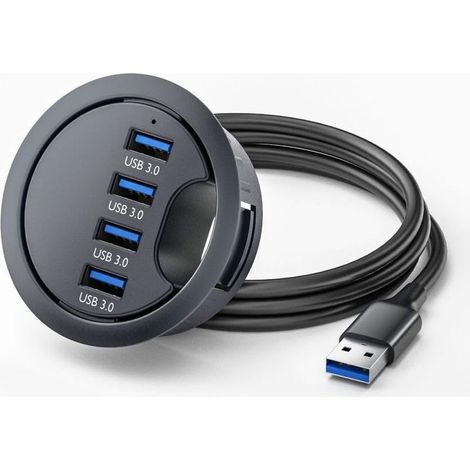 Hub de bureau encastré USB 3.0, 4 ports USB 3.0, trou de douille 60 mm (1/5)