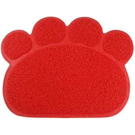 Tapis de litière pour chat, tapis de nettoyage pour bol d\'alimentation et de nourriture 30 x 40 cm (rouge) (1/3)