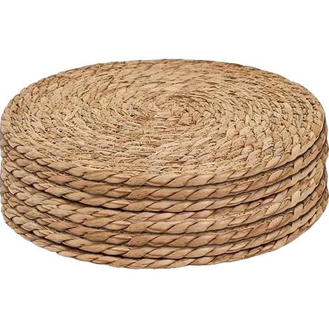 Tischsets, Rund Geflochtenes Design, Material aus Natürlichem Wasserhyazinthe, 8Stück, 12 Zoll, Rund (1/2)
