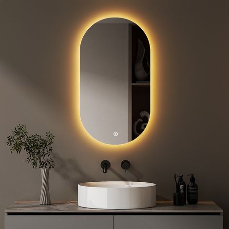 Boromal Oval Badspiegel mit Beleuchtung 50 x 90 cm 3 Lichtfarbe Einstellbare Spiegel Bad mit Beleuchtung LED Spiegel mit Licht mit Touch-Schalter (1/5)