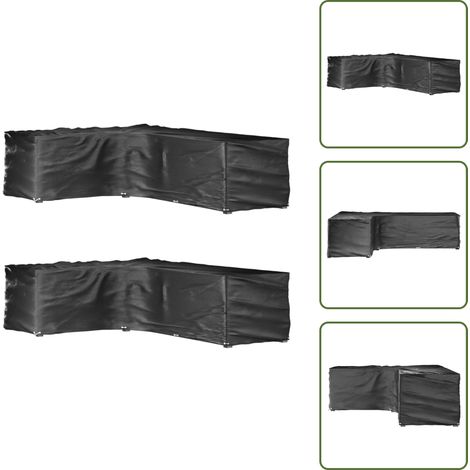 Gartenmöbel-Abdeckungen in L-Form 2 Stk. 18 Ösen 220x285x80 cm - Gartenmöbelschutzhülle - Rattanmöbel Abdecken - Wetterfeste Gartenabdeckung - UV-Schutz Gartenmöbel - Gartenmöbelüberdachung (1/5)