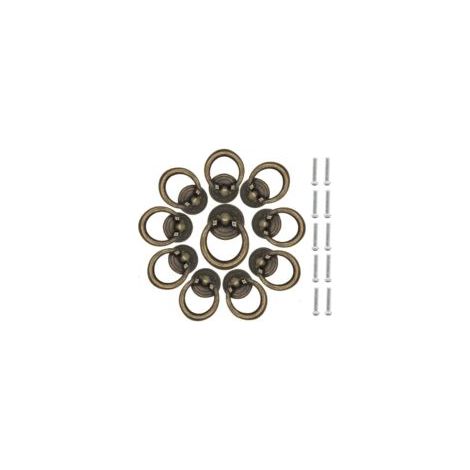 10 piezas Tirador de anilla vintage para cajón, pomos redondos de aleación de zinc, tirador de anilla antiguo para armario, ropero, cómoda, muebles, bronce retro - Crezuo (1/4)
