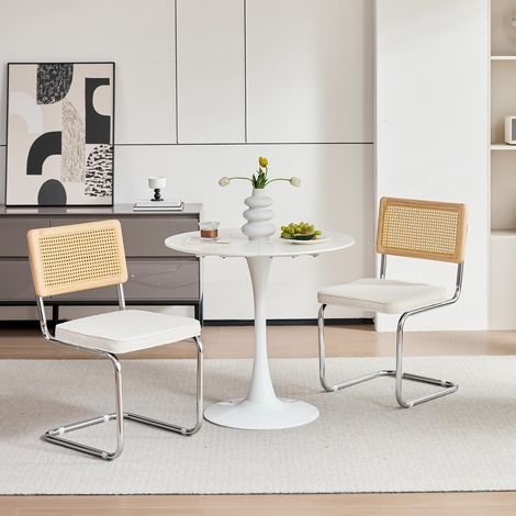 Wokaka - Conjunto de mesa y sillas de comedor de 3 piezas - Tablero de mesa en MDF y sillas acolchadas - Diseño moderno y confortable