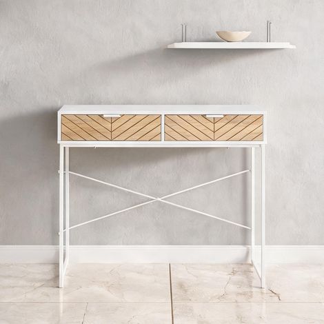 Console blanco en métal Melamina de Madera 100 x 30 x 75 cm (1/5)