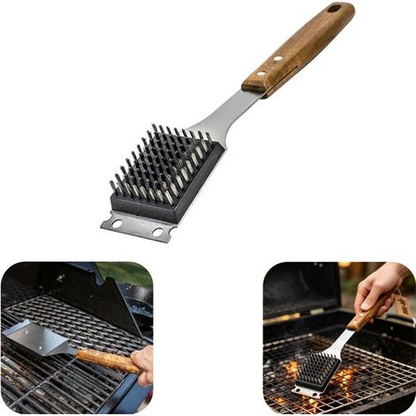 Brosse pour barbecue grattoir brosse en acier inoxydable brosse à huile (argent, 386,5 cm) (1/5)