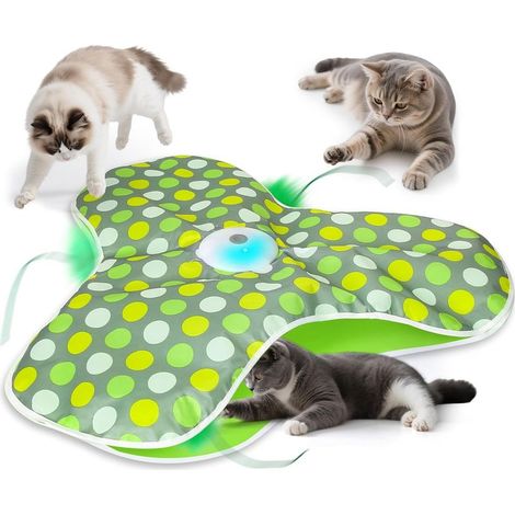 Cat toy, interactive cat toy for adult indoor cats, hide-and-seek game with feathers, hunting games for cats, USB charging, electronic kitten toy (green) (1/5)